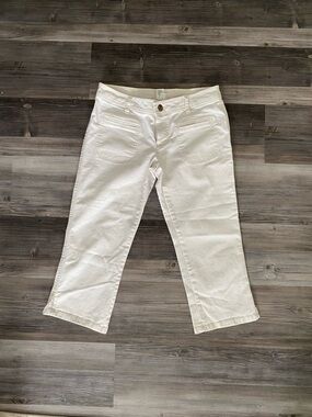 Y2K American Eagle Ivory Cotton Denim Capri Pants